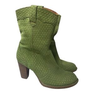 Born Women’s Genevieve Green Suede Polka Dot Heeled Boots